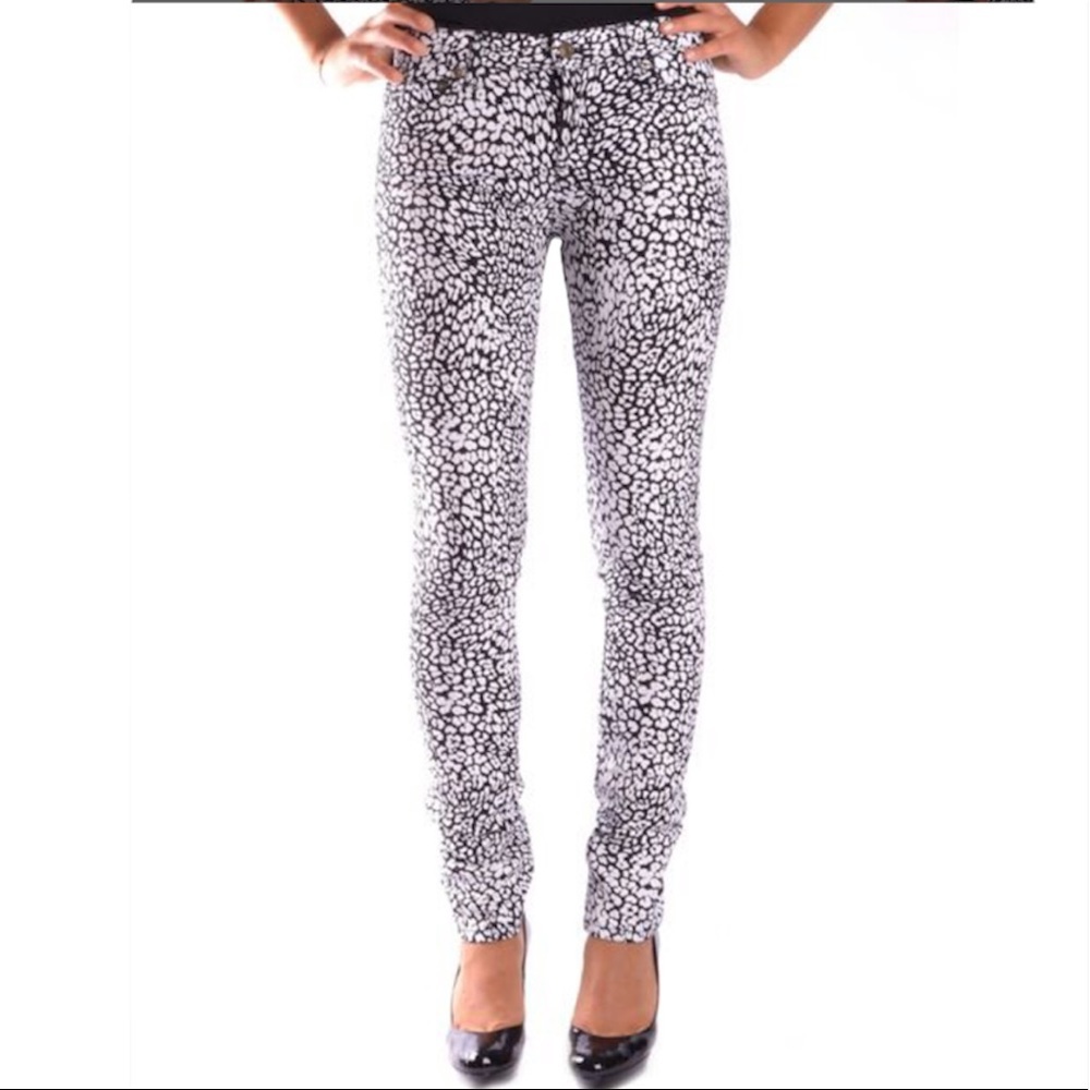 Saint Laurent Black And White “Baby Cat” Leopard Print Coated Jeans NWT - Picture 11 of 11